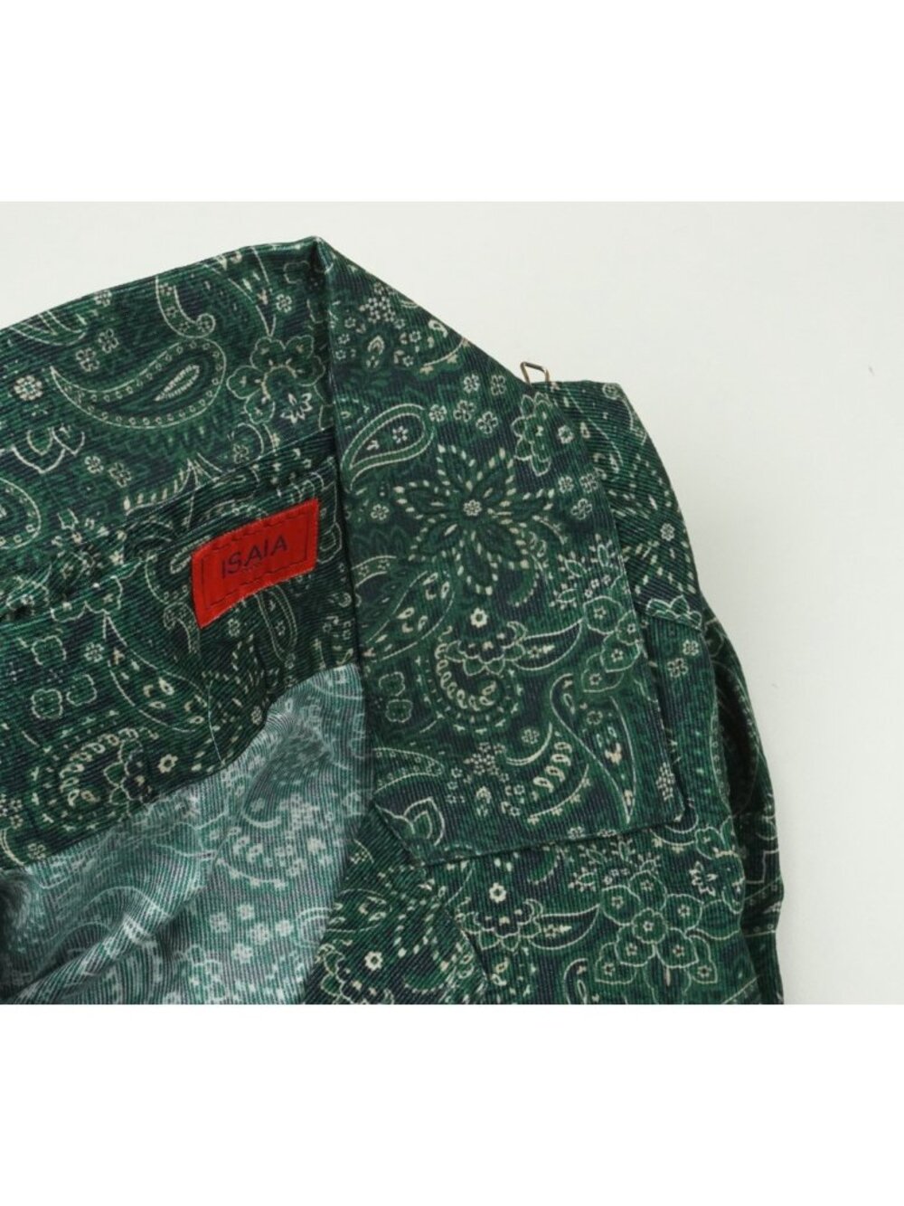 Isaia Emerald Green Gray Paisley Pocket Long Sleeve Microfiber Shirt 15.5/39 NEW - Picture 4 of 5